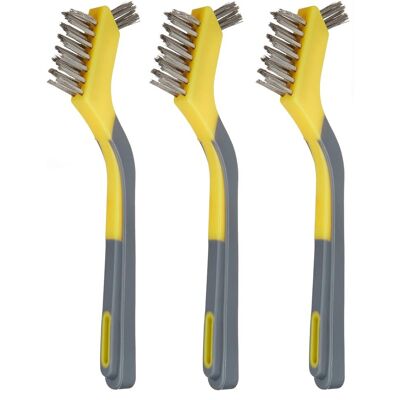 GRASSLIN 3 Unités - Brosse Métallique - Acier Inoxydable - Nettoyage Rouille Peinture - Poignée Ergonomique Coudée - Atelier Mécanique - Gris Jaune - 12,7cm - Publicité GRASSLIN 3 Unités - Brosse Métallique - Acier Inoxydable - Nettoyage Rouille Peinture - Poignée Ergonomique Coudée - Atelier Mécanique - Gris Jaune - 12,7cm - Publicité
