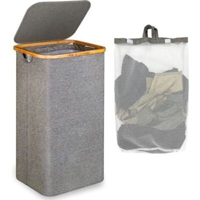 SCORPIO Grand Panier À Linge Avec Couvercle, 100l Panier Sale Avec Poignées En Bambou Pour Vêtements, Bac A Linge Laundry Basket Xxl Pliable Avec Sac Intérieur Grisdengyank - Publicité SCORPIO Grand Panier À Linge Avec Couvercle, 100l Panier Sale Avec Poignées En Bambou Pour Vêtements, Bac A Linge Laundry Basket Xxl Pliable Avec Sac Intérieur Grisdengyank - Publicité