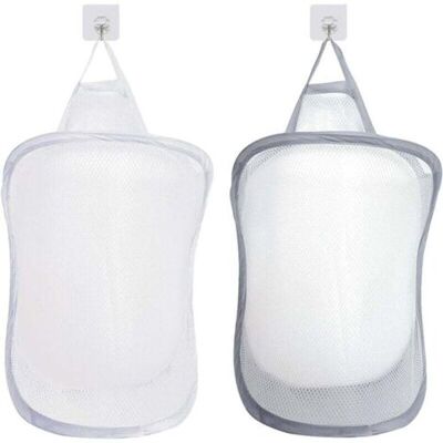 ABYSSE Gris,blanc Panier À Linge,organiseur De Linge Pliable,trousse De Toilette Pliable,organiseur De Jouets À Suspendre Avec 2 Poignées (crochets Non Inclus) - Publicité ABYSSE Gris,blanc Panier À Linge,organiseur De Linge Pliable,trousse De Toilette Pliable,organiseur De Jouets À Suspendre Avec 2 Poignées (crochets Non Inclus) - Publicité