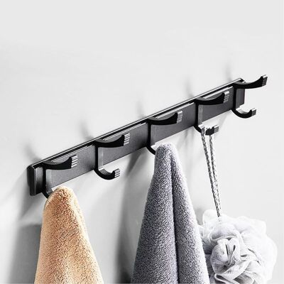Vision Porte-manteau Mural En Aluminium Avec Double Crochet, Porte-serviettes Mural Robuste, Pour Chambre, Salle De Bain, Cuisine, Entrée (noir, 5 Crochets) - Publicité Vision Porte-manteau Mural En Aluminium Avec Double Crochet, Porte-serviettes Mural Robuste, Pour Chambre, Salle De Bain, Cuisine, Entrée (noir, 5 Crochets) - Publicité