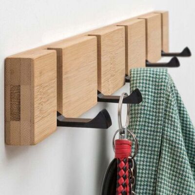 ABYSSE Patère Murale Design Avec 5 Crochets Rétractables, Porte Manteau Mural Bois, Idéal Comme Patères Portemanteaux Pour Entrée, 2x50x5,5cm - Publicité ABYSSE Patère Murale Design Avec 5 Crochets Rétractables, Porte Manteau Mural Bois, Idéal Comme Patères Portemanteaux Pour Entrée, 2x50x5,5cm - Publicité