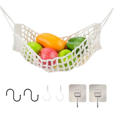 GRASSLIN 2 Pièces Corbeille À Fruit Suspendue, Coton Et Bois, Avec Crochets En S, Rangement Cuisine Sous Armoire - Publicité GRASSLIN 2 Pièces Corbeille À Fruit Suspendue, Coton Et Bois, Avec Crochets En S, Rangement Cuisine Sous Armoire - Publicité