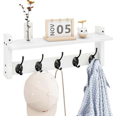 ACKERMAN Étagère Murale Avec Crochets, Porte-manteau Mural Avec Patères, Porte-manteau Suspendu Pour L'Entrée, Étagère En Bois Et Fer Pour Salle De Bain, Couloir, Chambre, Blanc - Publicité ACKERMAN Étagère Murale Avec Crochets, Porte-manteau Mural Avec Patères, Porte-manteau Suspendu Pour L'Entrée, Étagère En Bois Et Fer Pour Salle De Bain, Couloir, Chambre, Blanc - Publicité