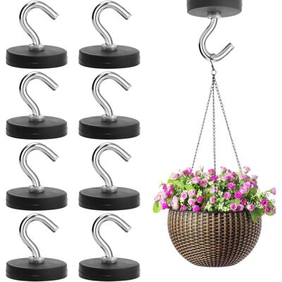 ACKERMAN Lot De 8 Crochets Magnétiques Noirs De 22 Mm D'Épaisseur Avec Crochets Sans Perforation - Crochets Magnétiques Caoutchoutés - Extra Puissants - 3,5 Kg - Pour Portes En Fer, Réfrigérateurs - Publicité ACKERMAN Lot De 8 Crochets Magnétiques Noirs De 22 Mm D'Épaisseur Avec Crochets Sans Perforation - Crochets Magnétiques Caoutchoutés - Extra Puissants - 3,5 Kg - Pour Portes En Fer, Réfrigérateurs - Publicité