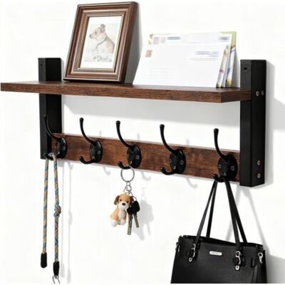 SCORPIO Porte-manteau Mural Avec Étagère Et 5 Crochets – Support Mural De 43,5 Cm Pour Clés, Courrier Et Accessoires – Idéal Pour Entrée, Salon, Chambre, Cuisine Ou Buanderie - Publicité SCORPIO Porte-manteau Mural Avec Étagère Et 5 Crochets – Support Mural De 43,5 Cm Pour Clés, Courrier Et Accessoires – Idéal Pour Entrée, Salon, Chambre, Cuisine Ou Buanderie - Publicité