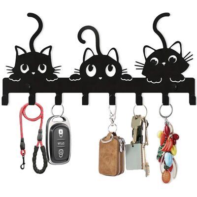 GRASSLIN 1 Porte-clés Mural, 8 Crochets, Design Chaton, Métal Noir, Pour Entrée, Cuisine, Couloir - Publicité GRASSLIN 1 Porte-clés Mural, 8 Crochets, Design Chaton, Métal Noir, Pour Entrée, Cuisine, Couloir - Publicité