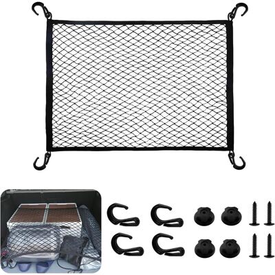 GRASSLIN 1 Filet De Rangement, 60x40cm, Polyester Extensible, 4 Crochets Solides, Universel Coffre Voiture - Publicité GRASSLIN 1 Filet De Rangement, 60x40cm, Polyester Extensible, 4 Crochets Solides, Universel Coffre Voiture - Publicité
