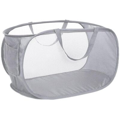 Scotch Panier À Linge Pliable En Maille Résistante, Avec Poches Latérales Et Poignées Renforcées, Idéal Pour La Lessive, La Salle De Bain, La Chambre D'Enfant, Le Dortoir Ou Les Voyages. Gris. Publicité Scotch Panier À Linge Pliable En Maille Résistante, Avec Poches Latérales Et Poignées Renforcées, Idéal Pour La Lessive, La Salle De Bain, La Chambre D'Enfant, Le Dortoir Ou Les Voyages. Gris. Publicité