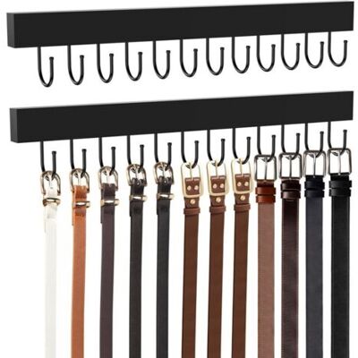 ABYSSE Lot De 2 Cintres Muraux En Bois Avec 24 Crochets Métalliques, Rotation À 360°, Grande Capacité, Noir - Publicité ABYSSE Lot De 2 Cintres Muraux En Bois Avec 24 Crochets Métalliques, Rotation À 360°, Grande Capacité, Noir - Publicité
