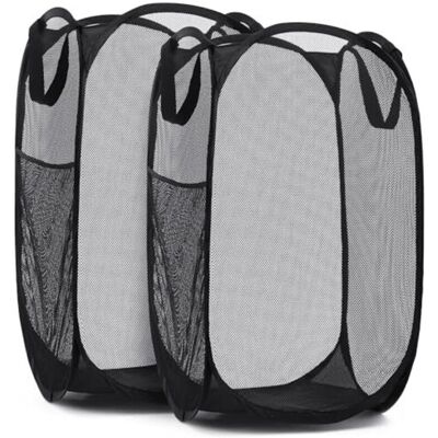 BRINSEA Panier À Linge Pliable En Filet Pratique Avec Large Ouverture Et Poches Latérales — Respirant, Robuste, Pliable Et Peu Encombrant, Parfait Pour Les Vêtements Et Le Rangement (noir Lot De 2) - Publicité BRINSEA Panier À Linge Pliable En Filet Pratique Avec Large Ouverture Et Poches Latérales — Respirant, Robuste, Pliable Et Peu Encombrant, Parfait Pour Les Vêtements Et Le Rangement (noir Lot De 2) - Publicité