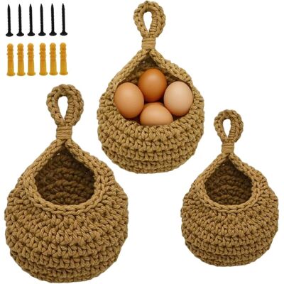 GRASSLIN Lot De 3 Panier Mural, Crochet Inclus, Coton Tressé, 3 Tailles Variées, Rangement Cuisine - Publicité GRASSLIN Lot De 3 Panier Mural, Crochet Inclus, Coton Tressé, 3 Tailles Variées, Rangement Cuisine - Publicité