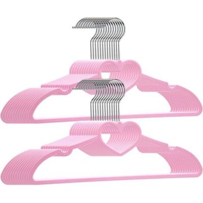 ABYSSE Lot De 20 Cintres En Plastique En Forme De Cœur, Rose, Finition Lisse, Gain De Place, Solides Et Durables Pour Robes, Chemises, Manteaux - Publicité ABYSSE Lot De 20 Cintres En Plastique En Forme De Cœur, Rose, Finition Lisse, Gain De Place, Solides Et Durables Pour Robes, Chemises, Manteaux - Publicité
