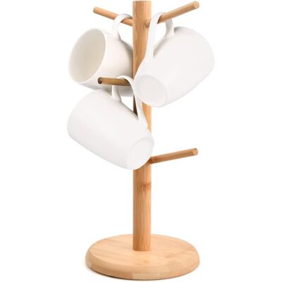 GRASSLIN 1 - Porte-tasses Bois - Arbre À Tasse - Support Vertical 6 Crochets - Gain De Place Cuisine Salle De Bain - Naturel - 25x25x35cm - Publicité GRASSLIN 1 - Porte-tasses Bois - Arbre À Tasse - Support Vertical 6 Crochets - Gain De Place Cuisine Salle De Bain - Naturel - 25x25x35cm - Publicité