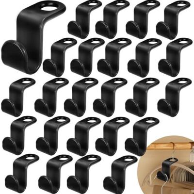 OEM Royaluxe-50 Pcs Crochet Cintre, Clip D'Extension, Crochets De Connecteur Pour Un Gain De Place Mini Cintres En Cascade Organisateur Pour Penderie Économie D'Espace (noir) - Publicité OEM Royaluxe-50 Pcs Crochet Cintre, Clip D'Extension, Crochets De Connecteur Pour Un Gain De Place Mini Cintres En Cascade Organisateur Pour Penderie Économie D'Espace (noir) - Publicité