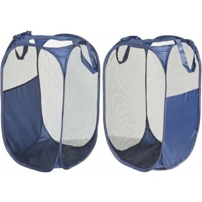ABYSSE Panier À Linge Pliable, Corbeilles À Linge Pliable Pop Up En Maille Filet Sac À Linge Avec 2 Poignées Renforcées, Organisateur Pour Vêtements Et Jouets 36x36x58cm,, Marine, Lot De 2 - Publicité ABYSSE Panier À Linge Pliable, Corbeilles À Linge Pliable Pop Up En Maille Filet Sac À Linge Avec 2 Poignées Renforcées, Organisateur Pour Vêtements Et Jouets 36x36x58cm,, Marine, Lot De 2 - Publicité