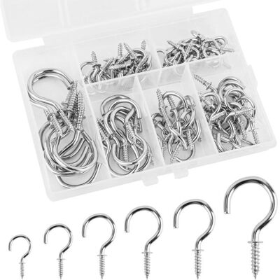 PELTOR 6 Tailles Argentés 75 Pièces Crochet A Visser, Screw In Hooks, Crochets De Plafond, Crochets À Coupelles, Crochets À Visser Pour Décoration De Noël, Jardin, Avec Une Boîte De Rangement - Publicité PELTOR 6 Tailles Argentés 75 Pièces Crochet A Visser, Screw In Hooks, Crochets De Plafond, Crochets À Coupelles, Crochets À Visser Pour Décoration De Noël, Jardin, Avec Une Boîte De Rangement - Publicité