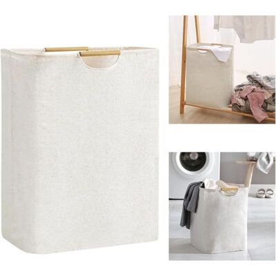 Melissa Houhence – Panier À Linge Pliable En Tissu Oxford Beige 56x40x27 Cm – Grande Capacité Avec Poignées En Bois – Pour Chambre, Salon, Salle De Bain - Publicité Melissa Houhence – Panier À Linge Pliable En Tissu Oxford Beige 56x40x27 Cm – Grande Capacité Avec Poignées En Bois – Pour Chambre, Salon, Salle De Bain - Publicité
