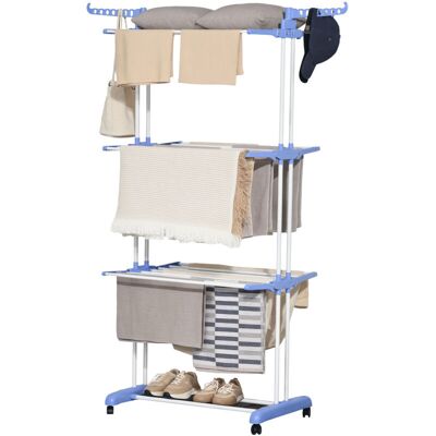 FLAMMKRAFT Séchoir À Linge Pliable Sur Roulettes, 73x64x177 Cm, Bleu Et Argent, Avec Ailes Latérales Pour Intérieur Et Extérieur, Gain De Place. Publicité FLAMMKRAFT Séchoir À Linge Pliable Sur Roulettes, 73x64x177 Cm, Bleu Et Argent, Avec Ailes Latérales Pour Intérieur Et Extérieur, Gain De Place. Publicité