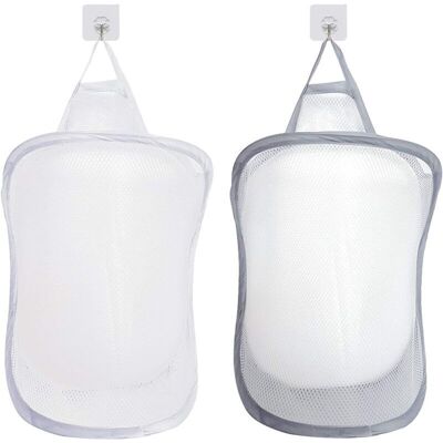 PELTOR Gris,blanc Panier À Linge,organiseur De Linge Pliable,trousse De Toilette Pliable,organiseur De Jouets À Suspendre Avec 2 Poignées (crochets Non Inclus) - Publicité PELTOR Gris,blanc Panier À Linge,organiseur De Linge Pliable,trousse De Toilette Pliable,organiseur De Jouets À Suspendre Avec 2 Poignées (crochets Non Inclus) - Publicité