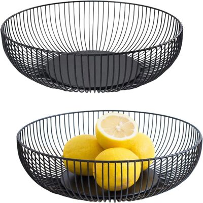 GRASSLIN Lot De 2 Corbeille, Métal, 28x8cm, Noir, Fil De Fer, Cuisine, Salle À Manger - Publicité GRASSLIN Lot De 2 Corbeille, Métal, 28x8cm, Noir, Fil De Fer, Cuisine, Salle À Manger - Publicité