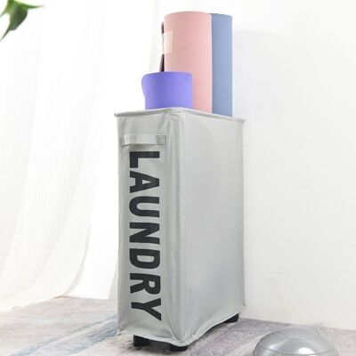 PELTOR Panier À Linge Pliant De 42 Litres - Gris Clair Avec 4 Roues, Collecteur De Linge, Bac À Linge Rectangulaire Pour Le Rangement Des Vêtements À La Maison - Publicité PELTOR Panier À Linge Pliant De 42 Litres - Gris Clair Avec 4 Roues, Collecteur De Linge, Bac À Linge Rectangulaire Pour Le Rangement Des Vêtements À La Maison - Publicité