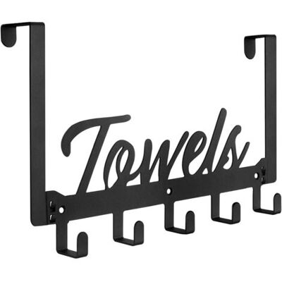 ABYSSE Crochet De Porte, Porte-serviettes De Salle De Bain, Pour Suspendre Des Serviettes Lourdes, Cintre De Porte Avec 5 Crochets, Convient Pour Chambre, Salle De Bain Et Cuisine, Noir - Publicité ABYSSE Crochet De Porte, Porte-serviettes De Salle De Bain, Pour Suspendre Des Serviettes Lourdes, Cintre De Porte Avec 5 Crochets, Convient Pour Chambre, Salle De Bain Et Cuisine, Noir - Publicité