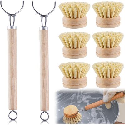 GRASSLIN Lot De 4 Brosse À Vaisselle, Manche En Bois De Hêtre, Têtes Remplaçables, Fibres Naturelles, Cuisine - Publicité GRASSLIN Lot De 4 Brosse À Vaisselle, Manche En Bois De Hêtre, Têtes Remplaçables, Fibres Naturelles, Cuisine - Publicité