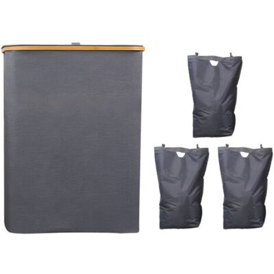 ABYSSE Panier À Linge 160l, Panier De Rangement Pliable De Grande Capacité Pour Vêtements Sales Avec 3 Compartiments Et Sac De Lavage En Machine Amovible, Adapté À La Buanderie, À La Salle De Bain, À La Cham - Publicité ABYSSE Panier À Linge 160l, Panier De Rangement Pliable De Grande Capacité Pour Vêtements Sales Avec 3 Compartiments Et Sac De Lavage En Machine Amovible, Adapté À La Buanderie, À La Salle De Bain, À La Cham - Publicité