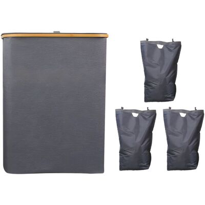 PELTOR Panier À Linge 160l, Panier De Rangement Pliable De Grande Capacité Pour Vêtements Sales Avec 3 Compartiments Et Sac De Lavage En Machine Amovible, Adapté À La Buanderie, À La Salle De Bain, À La Cham - Publicité PELTOR Panier À Linge 160l, Panier De Rangement Pliable De Grande Capacité Pour Vêtements Sales Avec 3 Compartiments Et Sac De Lavage En Machine Amovible, Adapté À La Buanderie, À La Salle De Bain, À La Cham - Publicité