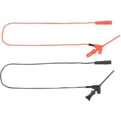 ABYSSE Lot De 2 Cordons De Test Avec Fiches Bananes Noires Et Rouges, Pinces Et Crochets De 2 Mm P1511b - Publicité ABYSSE Lot De 2 Cordons De Test Avec Fiches Bananes Noires Et Rouges, Pinces Et Crochets De 2 Mm P1511b - Publicité