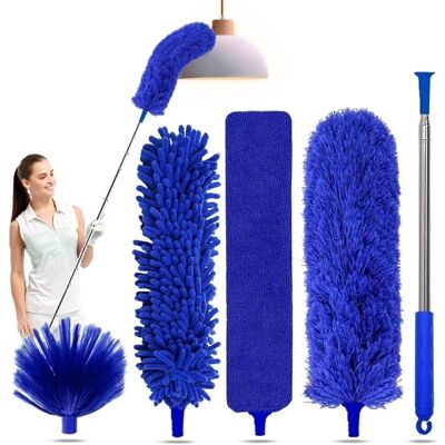 Scotch Kit De Plumeau 5 En 1 Pour Le Nettoyage, Plumeau Avec Manche Extensible, Plumeau Extensible De 100 Pouces, Plumeau En Microfibre - Bleu - Publicité Scotch Kit De Plumeau 5 En 1 Pour Le Nettoyage, Plumeau Avec Manche Extensible, Plumeau Extensible De 100 Pouces, Plumeau En Microfibre - Bleu - Publicité