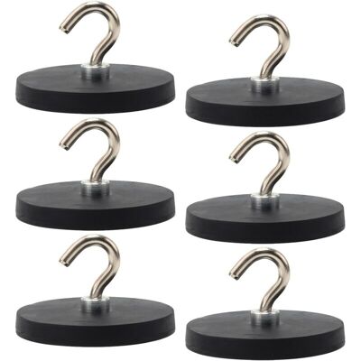 ACKERMAN Lot De 6 Crochet Magnétiques Noirs De 43 Mm - Crochets Magnétiques Caoutchoutés - Extra Puissants - 10 Kg - Pour Portes En Fer, Réfrigérateurs - Publicité ACKERMAN Lot De 6 Crochet Magnétiques Noirs De 43 Mm - Crochets Magnétiques Caoutchoutés - Extra Puissants - 10 Kg - Pour Portes En Fer, Réfrigérateurs - Publicité