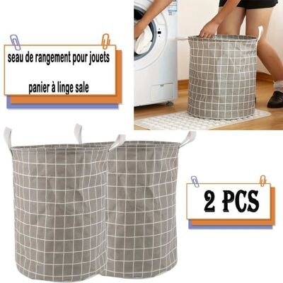 Cellfast 2pc Panier À Linge Sale Pliable, Seau De Rangement Pour Jouets Ménagers,panier En Lin À Carreaux - Publicité Cellfast 2pc Panier À Linge Sale Pliable, Seau De Rangement Pour Jouets Ménagers,panier En Lin À Carreaux - Publicité