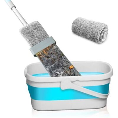 Scotch Balai À Franges Avec Seau Pliable, Balai À Franges Essoreur, Kit Complet De Balai Plat En Microfibre Pour Tous Les Sols Durs - Publicité Scotch Balai À Franges Avec Seau Pliable, Balai À Franges Essoreur, Kit Complet De Balai Plat En Microfibre Pour Tous Les Sols Durs - Publicité