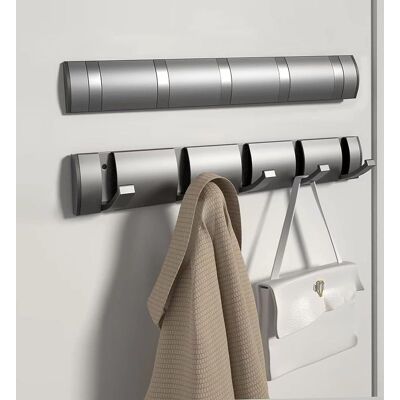 Vision Porte-manteau Mural Robuste En Aluminium Avec 5 Crochets Rétractables Pour Suspendre Vêtements, Chapeaux, Sacs À Main Et Clés – Gris - Publicité Vision Porte-manteau Mural Robuste En Aluminium Avec 5 Crochets Rétractables Pour Suspendre Vêtements, Chapeaux, Sacs À Main Et Clés – Gris - Publicité