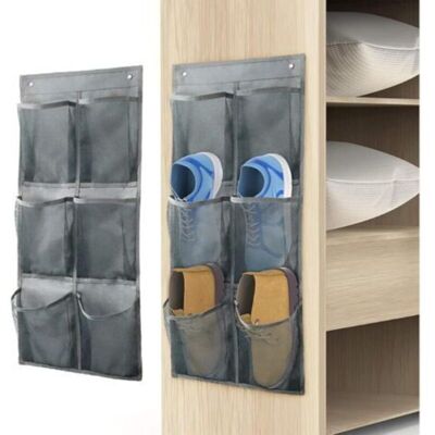 URSUS Lot De 2 Organiseurs À Chaussures Avec Crochets, Pliables, 12 Grandes Poches Profondes, En Tissu, Pour Placard Et Porte Étroite, Gris - Publicité URSUS Lot De 2 Organiseurs À Chaussures Avec Crochets, Pliables, 12 Grandes Poches Profondes, En Tissu, Pour Placard Et Porte Étroite, Gris - Publicité