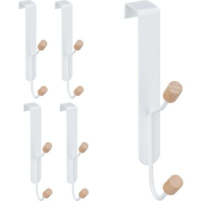 Vision Crochets De Porte, Lot De 5, Style Scandinave, Doubles Crochets, En Fer Et Bois, Blanc/naturel - Publicité Vision Crochets De Porte, Lot De 5, Style Scandinave, Doubles Crochets, En Fer Et Bois, Blanc/naturel - Publicité