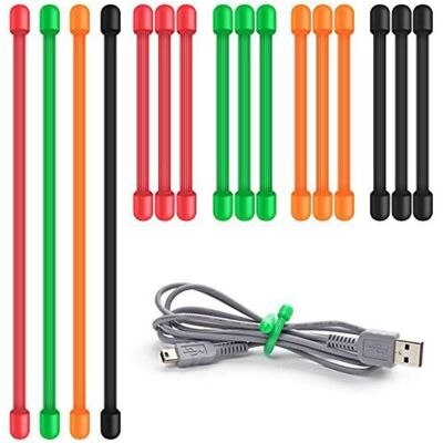 MOXIE Attaches Torsadées Lot De 16 Serre-câbles En Silicone Organisateur De Cordons En Caoutchouc Réutilisable Polyvalent Pour La Gestion Des Câbles (3 Pouces, 6 Pouces) - Publicité MOXIE Attaches Torsadées Lot De 16 Serre-câbles En Silicone Organisateur De Cordons En Caoutchouc Réutilisable Polyvalent Pour La Gestion Des Câbles (3 Pouces, 6 Pouces) - Publicité