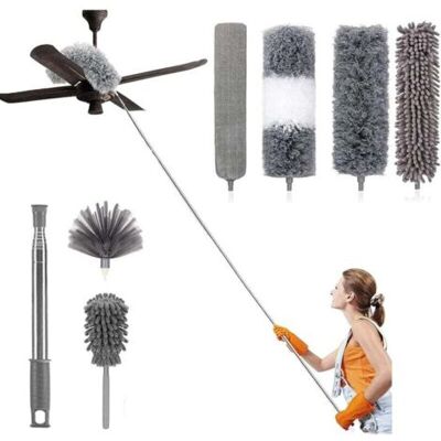 SCORPIO Lot De 7 Plumeau Poussière Télescopique Microfibre Nettoyage Kit Avec Poignée Inoxydable Lavable Têtes Amovibles Balai Antipoussière Pour Plafond Rideau Ventilateur Toiles D'Araignée Stores - Publicité SCORPIO Lot De 7 Plumeau Poussière Télescopique Microfibre Nettoyage Kit Avec Poignée Inoxydable Lavable Têtes Amovibles Balai Antipoussière Pour Plafond Rideau Ventilateur Toiles D'Araignée Stores - Publicité