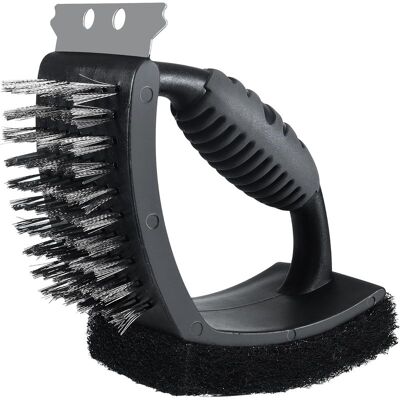 Vision Brosse De Nettoyage Pour Barbecue 3 En 1, Grattoir En Acier, Tampon À Récurer, Brosse En Fil De Cuivre, Kit De Nettoyage Robuste Pour Gril Avec Poignée Isolante (noir) - Publicité Vision Brosse De Nettoyage Pour Barbecue 3 En 1, Grattoir En Acier, Tampon À Récurer, Brosse En Fil De Cuivre, Kit De Nettoyage Robuste Pour Gril Avec Poignée Isolante (noir) - Publicité