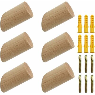Melissa Lot De 6 Crochets Muraux En Bois De Hêtre 3x6cm Cylindre Crochet De Manteau Mural Crochet Décoratif Pour Manteau Chapeau Echarpe Sac Serviette - Charge Maximale 15kg - Publicité Melissa Lot De 6 Crochets Muraux En Bois De Hêtre 3x6cm Cylindre Crochet De Manteau Mural Crochet Décoratif Pour Manteau Chapeau Echarpe Sac Serviette - Charge Maximale 15kg - Publicité