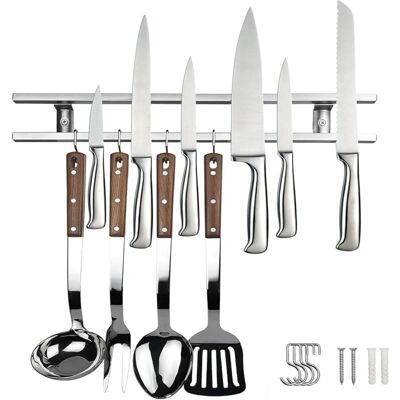 BEYAMIS Barre Magnétique Couteaux 40cm – Double Support Mural, Avec 4 Crochets Intégrés, Rangement Sécurisé Et Gain De Place En Cuisine - Publicité BEYAMIS Barre Magnétique Couteaux 40cm – Double Support Mural, Avec 4 Crochets Intégrés, Rangement Sécurisé Et Gain De Place En Cuisine - Publicité