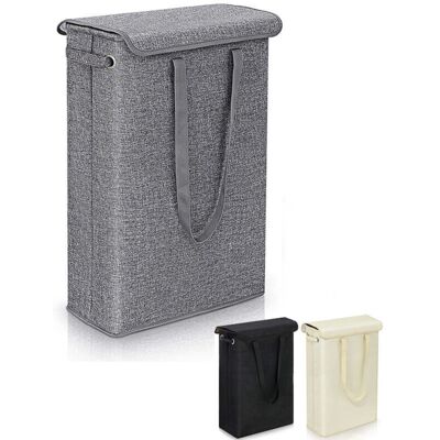 PELTOR (gris) 45 Litre Slimline Panier À Linge Pliable Avec Couvercle - Panier À Linge De Très Grande Capacité - 39x19x60cm - Panier À Linge Étroit - Publicité PELTOR (gris) 45 Litre Slimline Panier À Linge Pliable Avec Couvercle - Panier À Linge De Très Grande Capacité - 39x19x60cm - Panier À Linge Étroit - Publicité