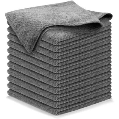 ABYSSE 12 Gris Foncé Chiffons De Nettoyage En Microfibre Sans Traces - 30 X 30 Cm - Publicité ABYSSE 12 Gris Foncé Chiffons De Nettoyage En Microfibre Sans Traces - 30 X 30 Cm - Publicité