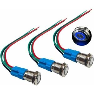 XISRENS 3pcs Premium 12v 3a Interrupteur À Bouton-poussoir Momentané, Commutateur Bouton-poussoir 12mm, Bleu Led Interrupteur Etanche Ip66 Avec Fil De Prise De Courant - Publicité XISRENS 3pcs Premium 12v 3a Interrupteur À Bouton-poussoir Momentané, Commutateur Bouton-poussoir 12mm, Bleu Led Interrupteur Etanche Ip66 Avec Fil De Prise De Courant - Publicité