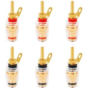 Ccykxa Borniers Audio Jubaopen, Lot De 6 Borniers Pour Haut-parleurs, Connecteurs Audio Plaqués Cuivre Pour Jacks 4 Mm, Fiches Bananes, Prises Bananes Avec Coque Transparente, 3 Noirs + 3 Rouges - Publicité Ccykxa Borniers Audio Jubaopen, Lot De 6 Borniers Pour Haut-parleurs, Connecteurs Audio Plaqués Cuivre Pour Jacks 4 Mm, Fiches Bananes, Prises Bananes Avec Coque Transparente, 3 Noirs + 3 Rouges - Publicité