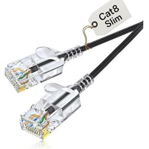 Elfcam - 5m Slim Câble Réseau Ethernet Cat 8 Noir Lan Wan Sftp 32awg, 2000mhz 40gbps Avec Connecteurs Rj45 Haute Qualité, - Publicité Elfcam - 5m Slim Câble Réseau Ethernet Cat 8 Noir Lan Wan Sftp 32awg, 2000mhz 40gbps Avec Connecteurs Rj45 Haute Qualité, - Publicité