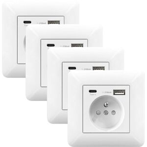 VENKUBER Lot De 4 Prise Murale Usb + Type C 16a – Prise Électrique Encastrable 5v/2.1a Pour Maison Et Bureau - Publicité VENKUBER Lot De 4 Prise Murale Usb + Type C 16a – Prise Électrique Encastrable 5v/2.1a Pour Maison Et Bureau - Publicité