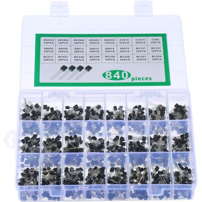 OEM Kit D'Assortiment De 840 Transistors Npn Et Pnp To-92 (24 Valeurs) Pour Applications Générales De Puissance : Bc327, Bc337, Bc547, 2n2222, 3904, 3906 Et C945 - Publicité OEM Kit D'Assortiment De 840 Transistors Npn Et Pnp To-92 (24 Valeurs) Pour Applications Générales De Puissance : Bc327, Bc337, Bc547, 2n2222, 3904, 3906 Et C945 - Publicité