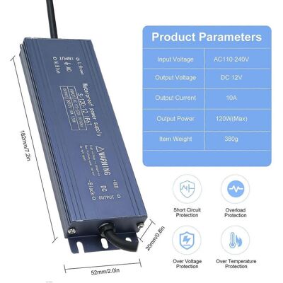 FLAMMKRAFT Adaptateur Secteur Étanche Ip67 Pour Circuit Intégré Led, Transformateur, Alimentation Ac 110v-220v Vers Dc 12v 120w - Publicité FLAMMKRAFT Adaptateur Secteur Étanche Ip67 Pour Circuit Intégré Led, Transformateur, Alimentation Ac 110v-220v Vers Dc 12v 120w - Publicité